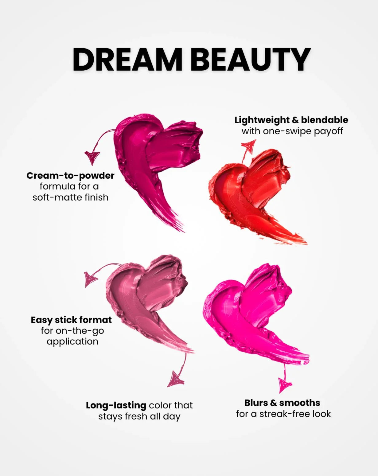 Pack of 4 Dream Cream Blush Stick (COMBO) - Dream Beauty